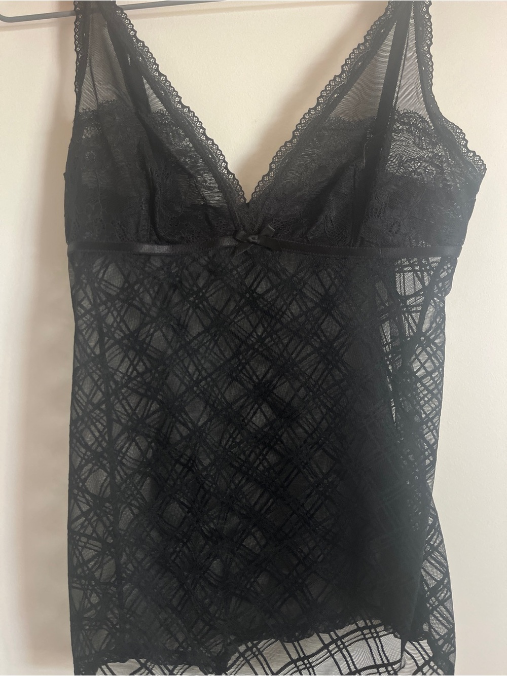 Jacob Black Lace Mesh Chemise Top